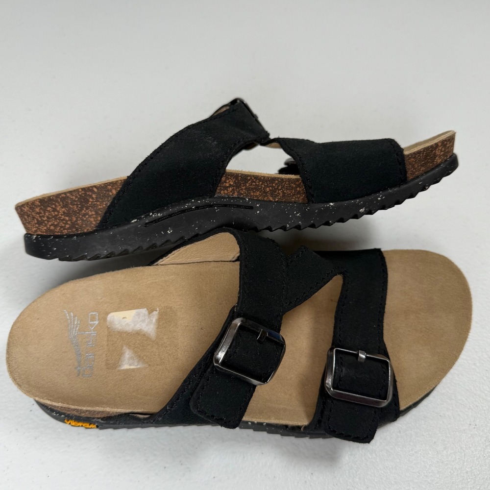 Dansko Dayno Slip on Black Suede Adjustable Strap Sandals Size 37 - Picture 9 of 9